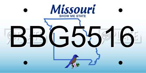 BBG5516 Missouri License Plate