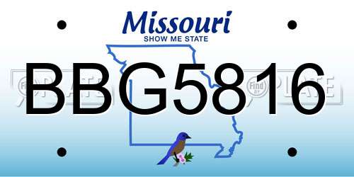 BBG5816 Missouri License Plate