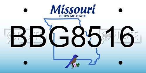 BBG8516 Missouri License Plate
