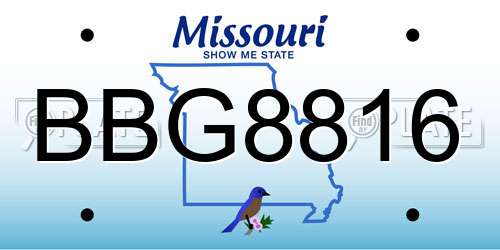 BBG8816 Missouri License Plate
