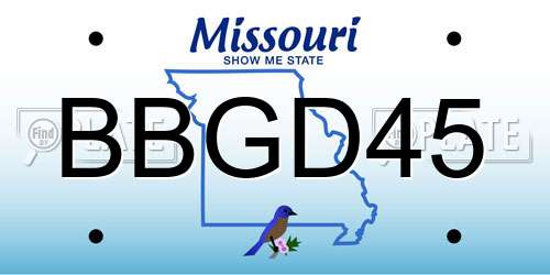 BBGD45 Missouri License Plate