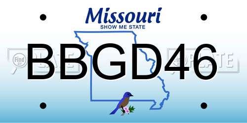 BBGD46 Missouri License Plate
