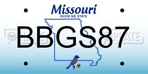 BBGS87 Missouri License Plate