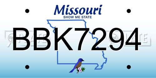 BBK7294 Missouri License Plate