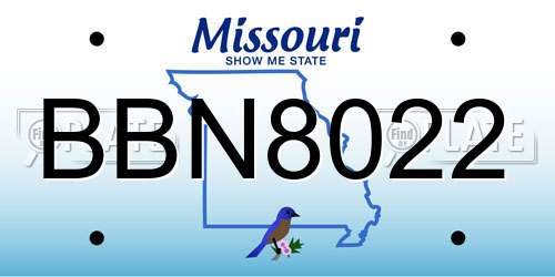 BBN8022 Missouri License Plate