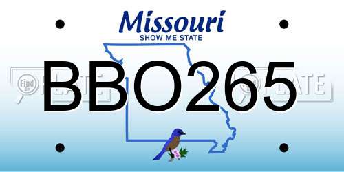 BBO265 Missouri License Plate