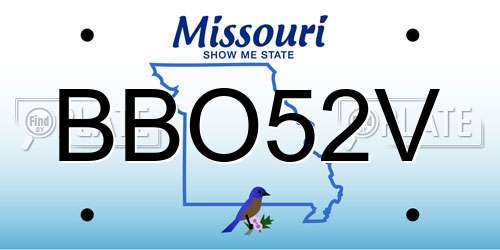 BBO52V Missouri License Plate
