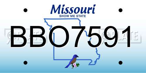 BBO7591 Missouri License Plate