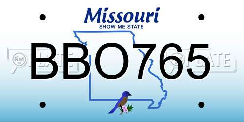 BBO765 Missouri License Plate