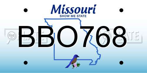 BBO768 Missouri License Plate