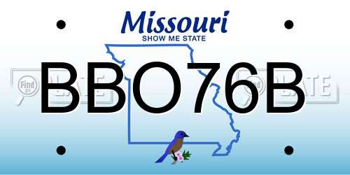 BBO76B Missouri License Plate