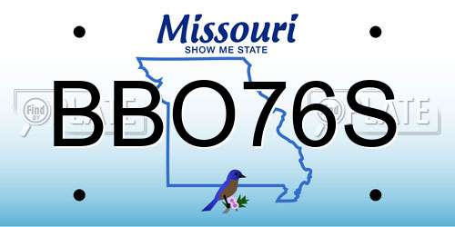 BBO76S Missouri License Plate