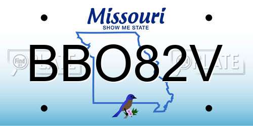 BBO82V Missouri License Plate