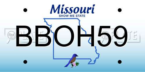 BBOH59 Missouri License Plate