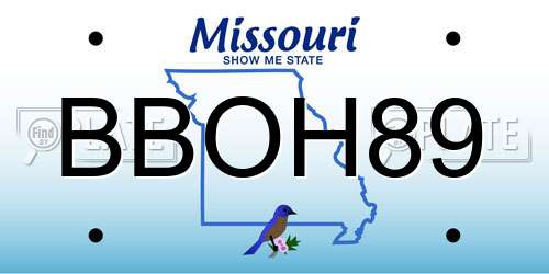 BBOH89 Missouri License Plate