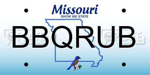 BBQRUB Missouri License Plate