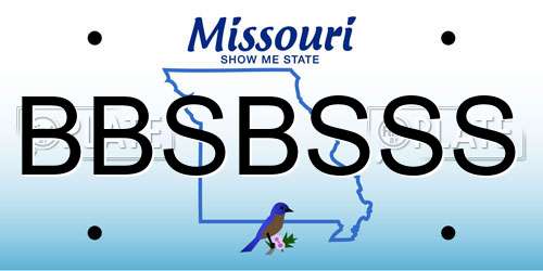 BBSBSSS Missouri License Plate