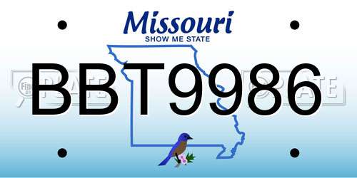 BBT9986 Missouri License Plate