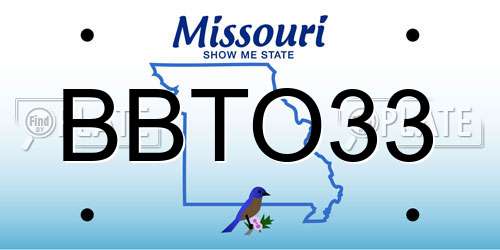 BBTO33 Missouri License Plate
