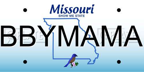 BBYMAMA Missouri License Plate
