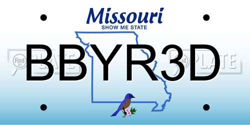 BBYR3D Missouri License Plate