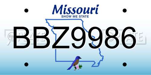 BBZ9986 Missouri License Plate