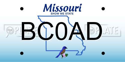 BC0AD Missouri License Plate