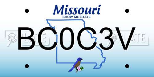 BC0C3V Missouri License Plate