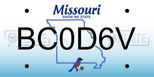 BC0D6V Missouri License Plate