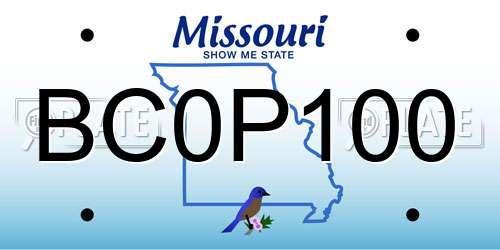 BC0P100 Missouri License Plate