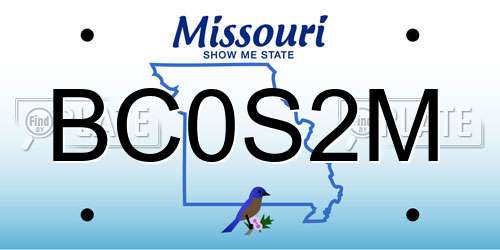 BC0S2M Missouri License Plate