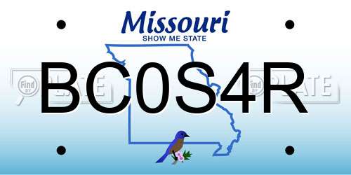 BC0S4R Missouri License Plate