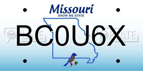 BC0U6X Missouri License Plate