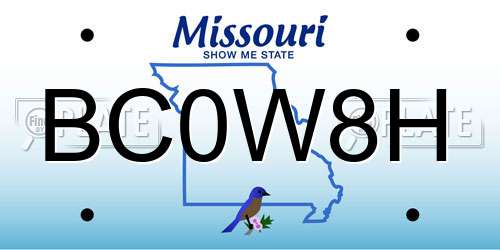BC0W8H Missouri License Plate