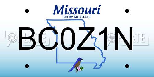 BC0Z1N Missouri License Plate