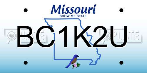 BC1K2U Missouri License Plate