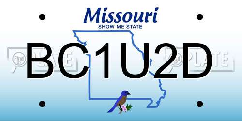 BC1U2D Missouri License Plate