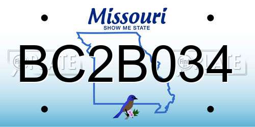BC2B034 Missouri License Plate