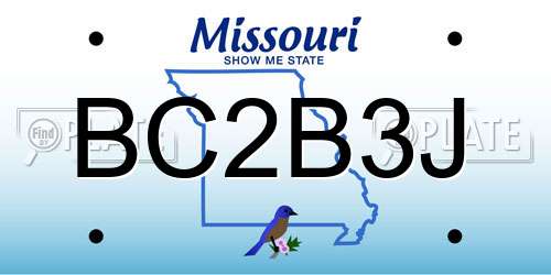 BC2B3J Missouri License Plate