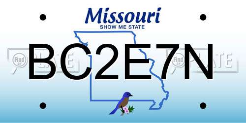 BC2E7N Missouri License Plate