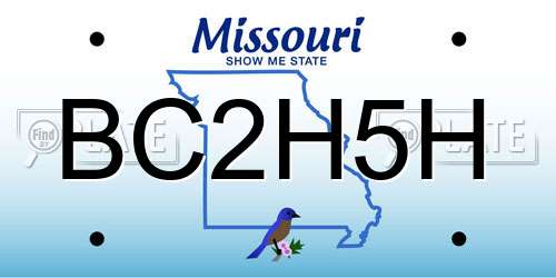 BC2H5H Missouri License Plate