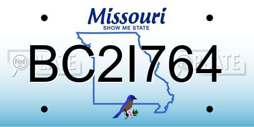 BC2I764 Missouri License Plate