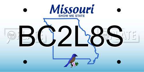 BC2L8S Missouri License Plate