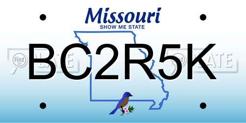 BC2R5K Missouri License Plate