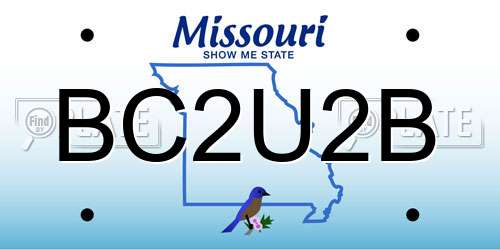 BC2U2B Missouri License Plate
