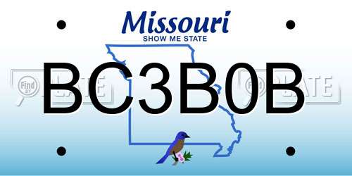 BC3B0B Missouri License Plate