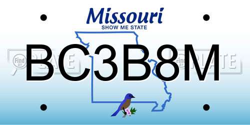 BC3B8M Missouri License Plate