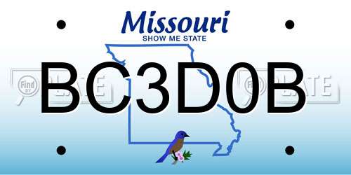 BC3D0B Missouri License Plate