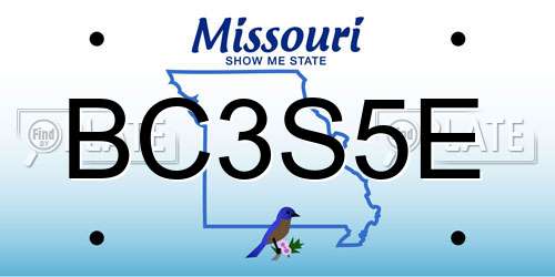 BC3S5E Missouri License Plate