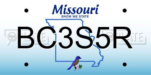 BC3S5R Missouri License Plate